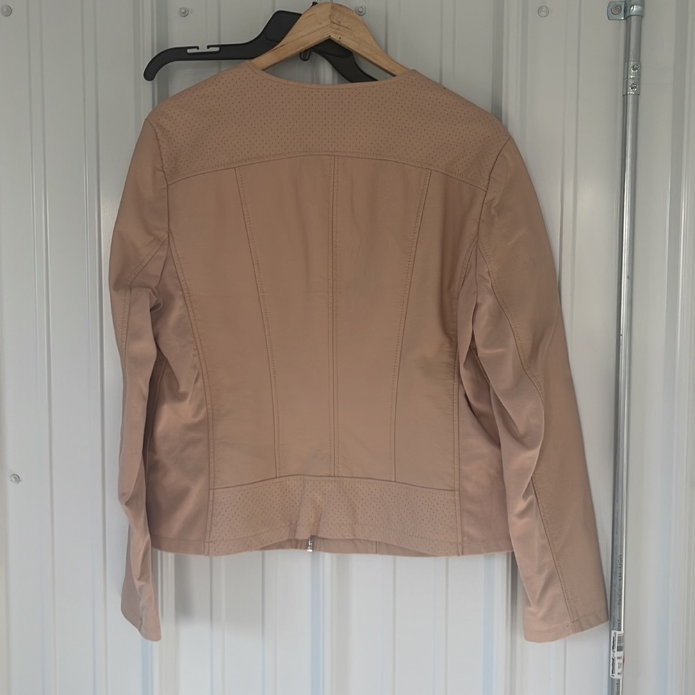 Kenneth Cole Reaction Moto faux Leather Jacket champagne beige - Picture 4 of 4